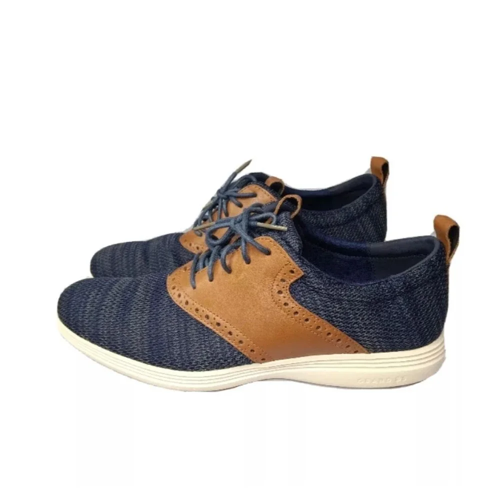 Cole Haan Men's Grand Tour Knit OxfordMen's Shoes Sz 9. 5 Blue Tan Retail $150